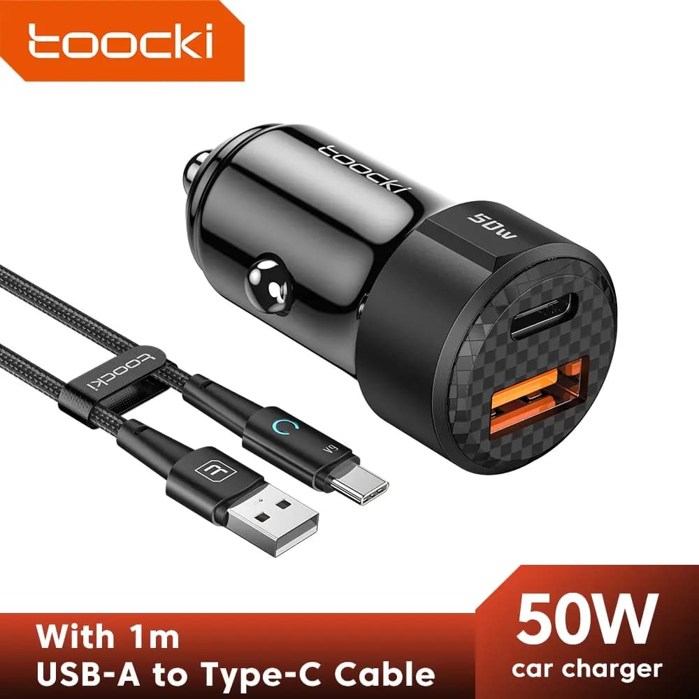 Caricabatteria da auto Toocki 50W ricarica rapida cavo da USB A A tipo C 66W per iPhone 11 12 13 14 Xiaomi Poco Samsung ricarica rapida del caricatore