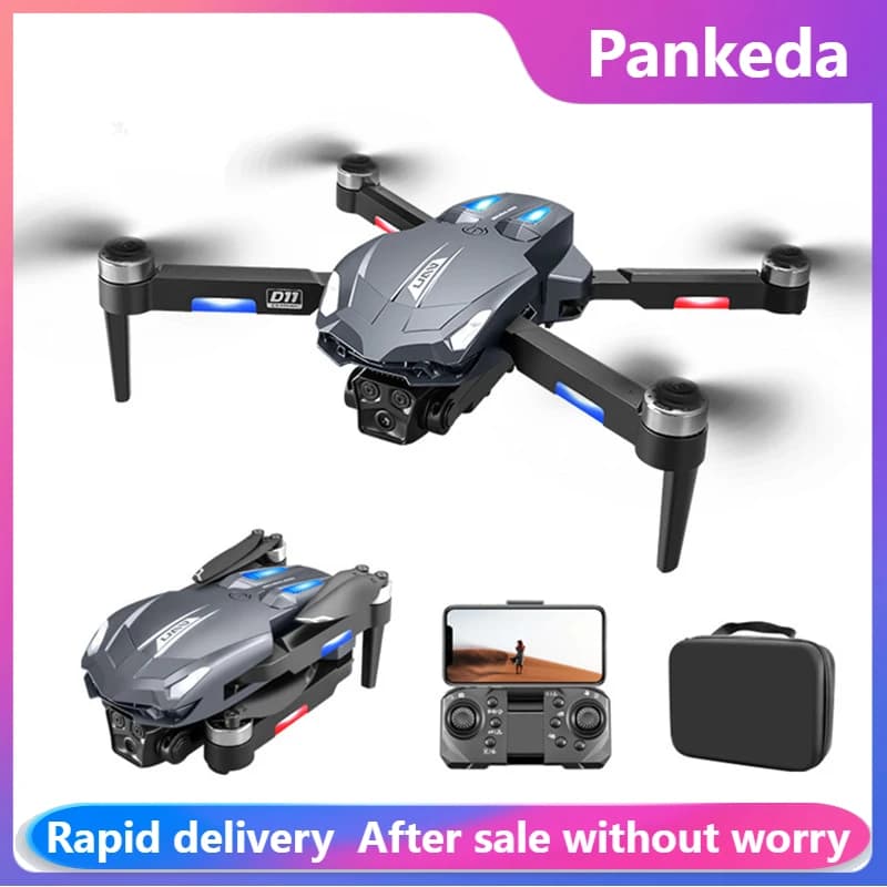 2025 D11 Drone Brushless 4K HD Dual Professional Wifi FPV Evitamento Ostacoli Pieghevole Quadcopter Gradiente Luci Che Scorre Giocattolo RC