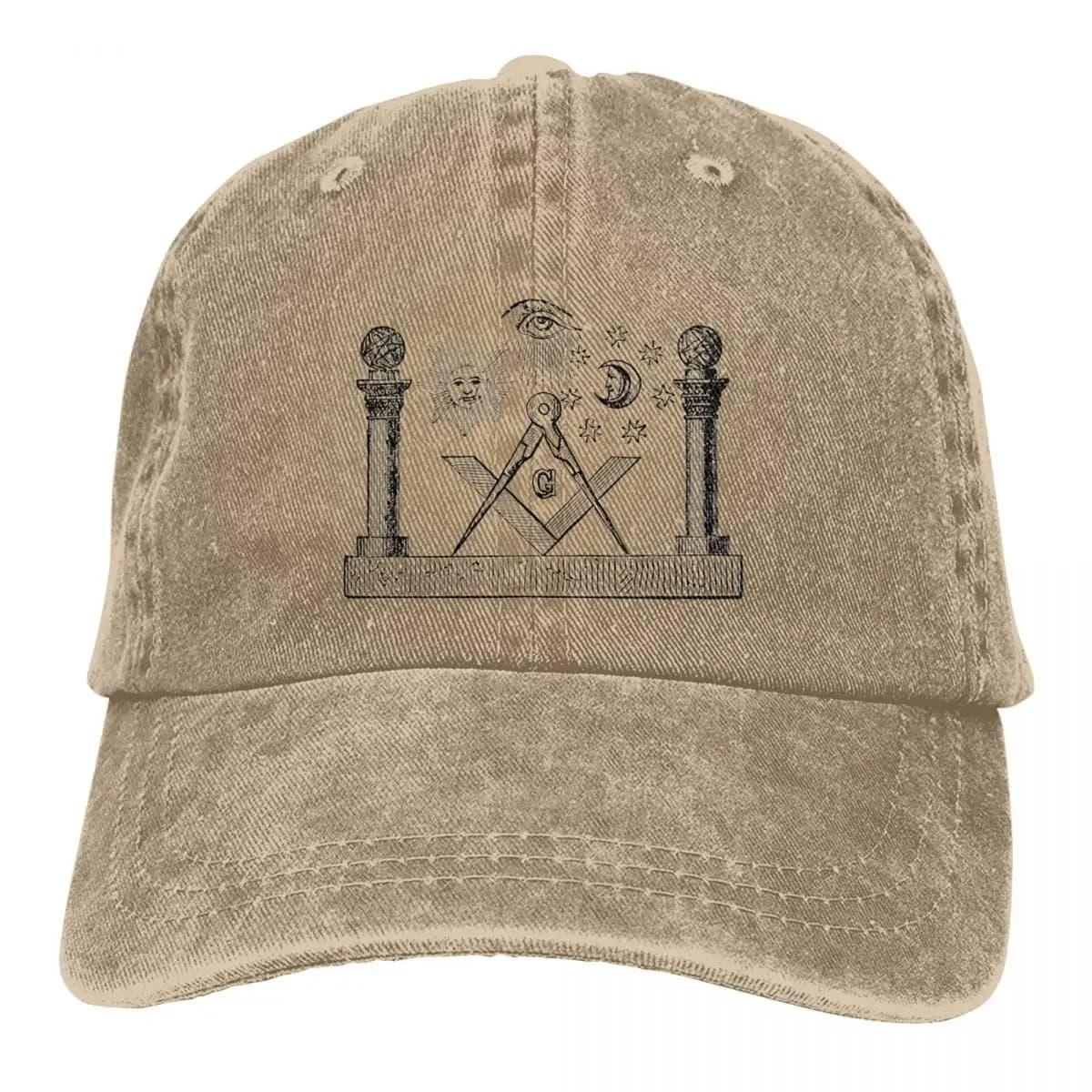 Simboli classici di berretti da Baseball massoneria in muratura per uomo donna cappello Snapback lavato invecchiato cappello con bussola quadrata dorata