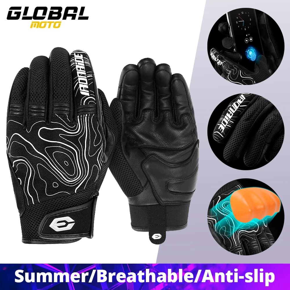 Guanti Estivi da Motocross con Touch Screen, Protezione Completa per le Dita, Traspiranti e Antiscivolo per Moto
