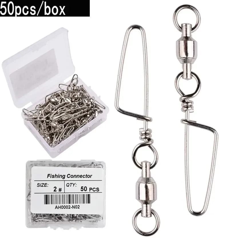 Swivel with 50-piece fishing ball bearing with Coastlock snap closure 0-6 # Fishing connector box with bait for stainless steel swivel hook