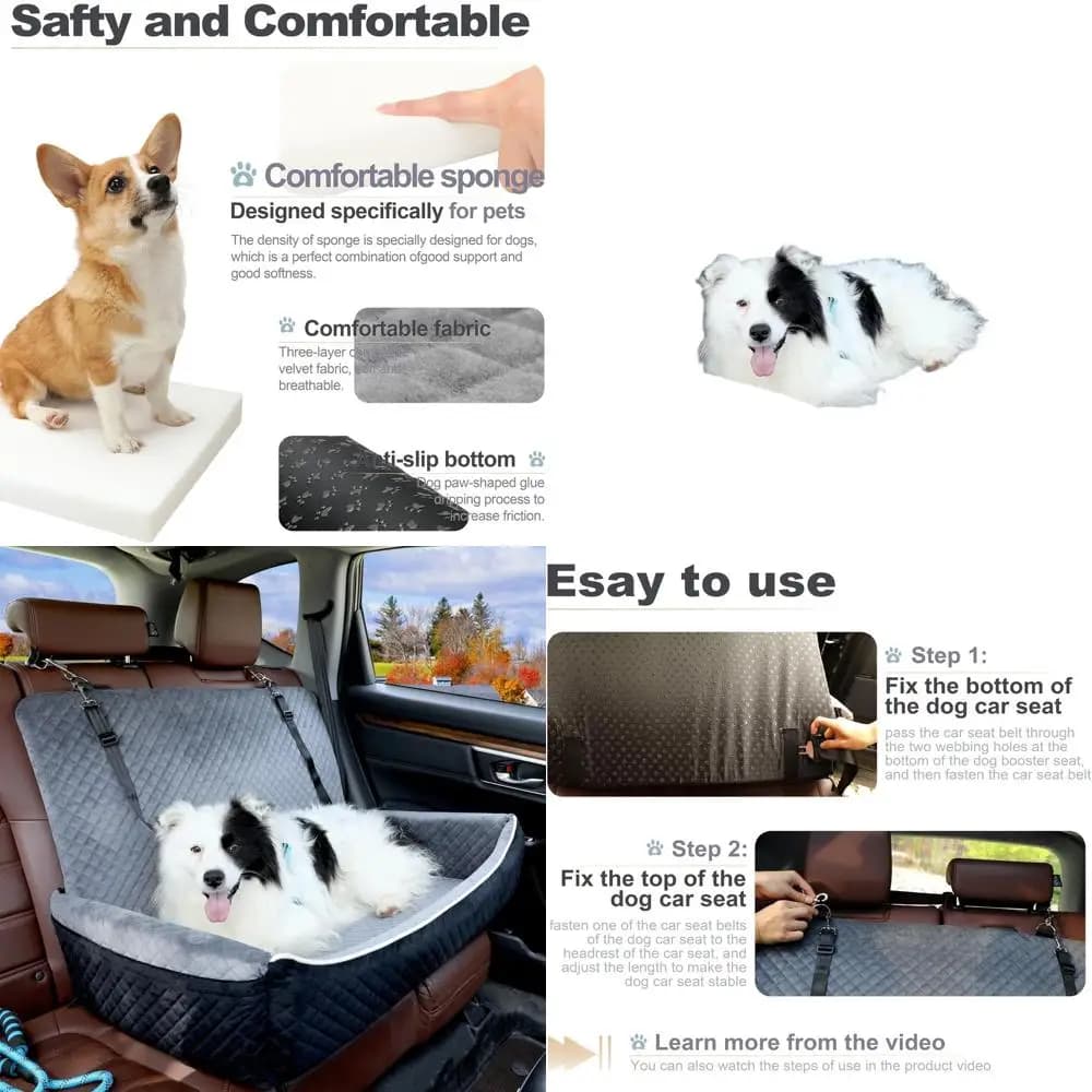 Sedile e Cuccia Convertibile per Auto per Cani, Adatto a 2 Cani Piccoli o 1 Cane di Taglia Media/Grande (fino a 27 kg), Comodo, Staccabile, Lavabile - Blu