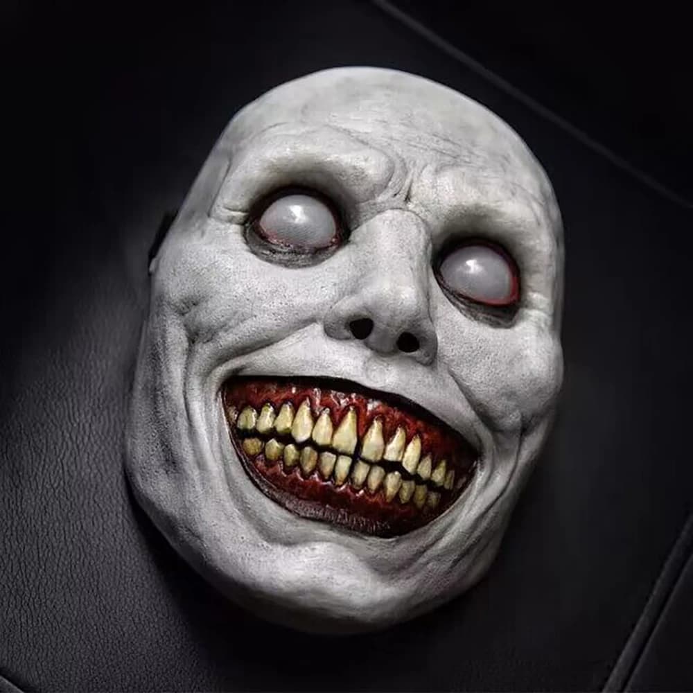 Spaventoso maschera di Halloween horror esorcista viso bianco occhi maschera fantasma realistico smiling demone zombie costume cosplay maschera oggetti di scena del partito