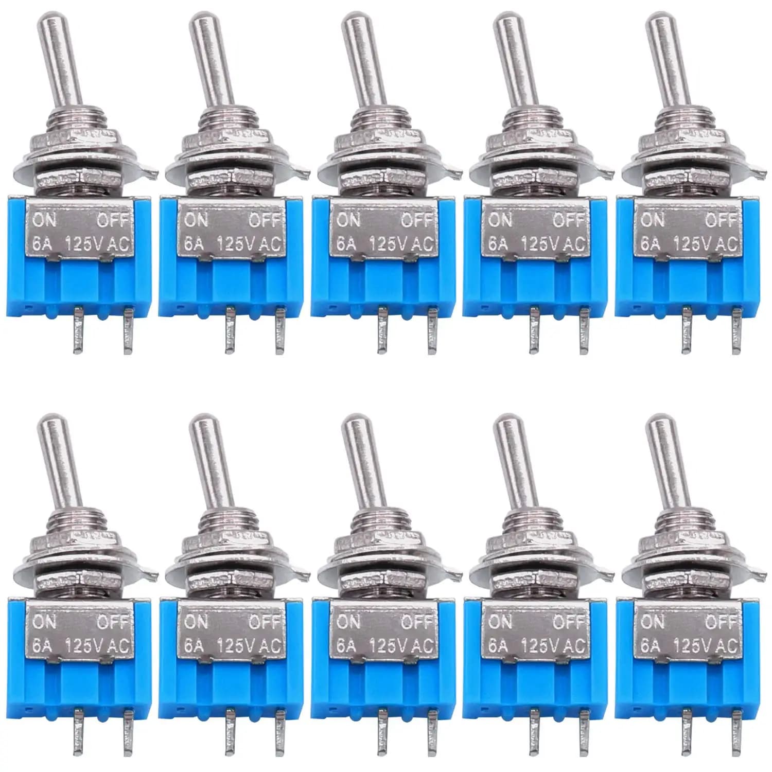 10 pz DPDT Mini Interruttore A Levetta 2pin 2 Posizione ON/OFF Interruttore A Levetta In Miniatura 6A 125 V Interruttore A Levetta