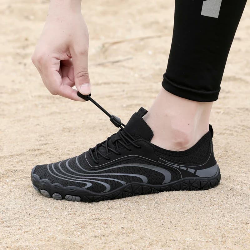 Scarpe Acquatiche Nere a Cinque Dita, Asciugatura Rapida, Antiscivolo, per Uomo e Donna, per Spiaggia, Nuoto, Escursionismo, Surf