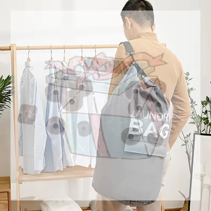 【CC】Borsa per il bucato da 71 litri, cesto portabiancheria, organizer per la stanza, zaino con spallacci regolabili e tasca, contenitore per vestiti