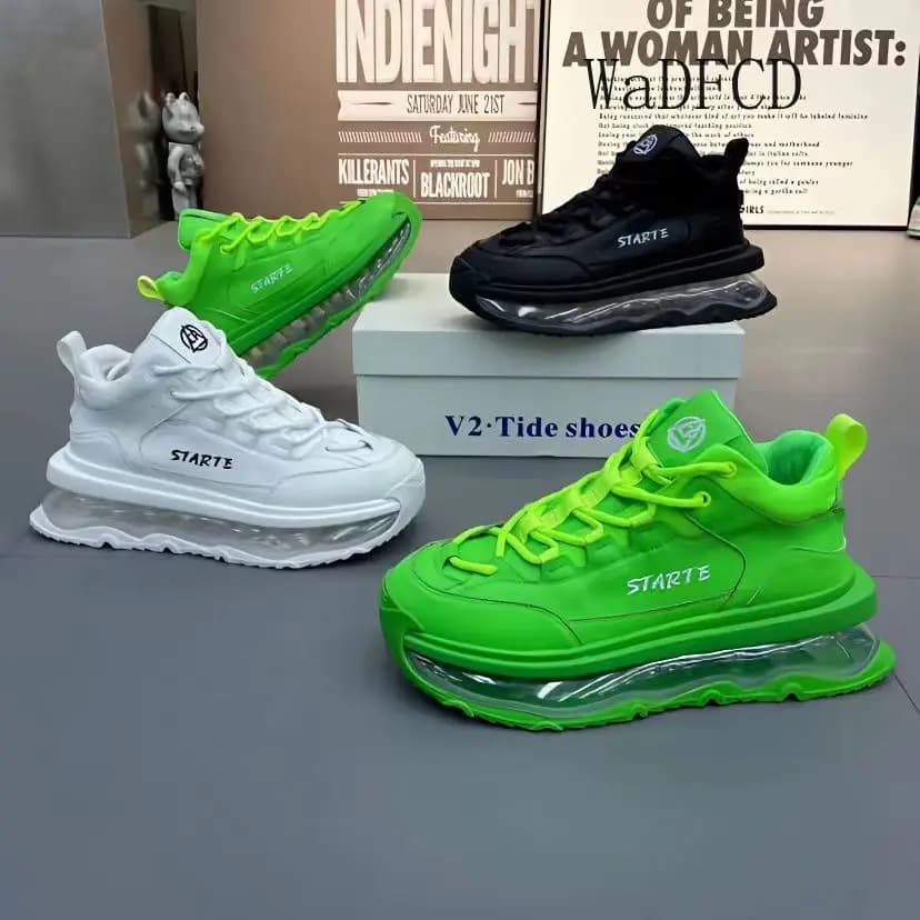 Chunky Sneaker uomo Designer Air Cushion scarpe da corsa moda Casual in pelle microfibra altezza aumentata scarpe con plateau piatto