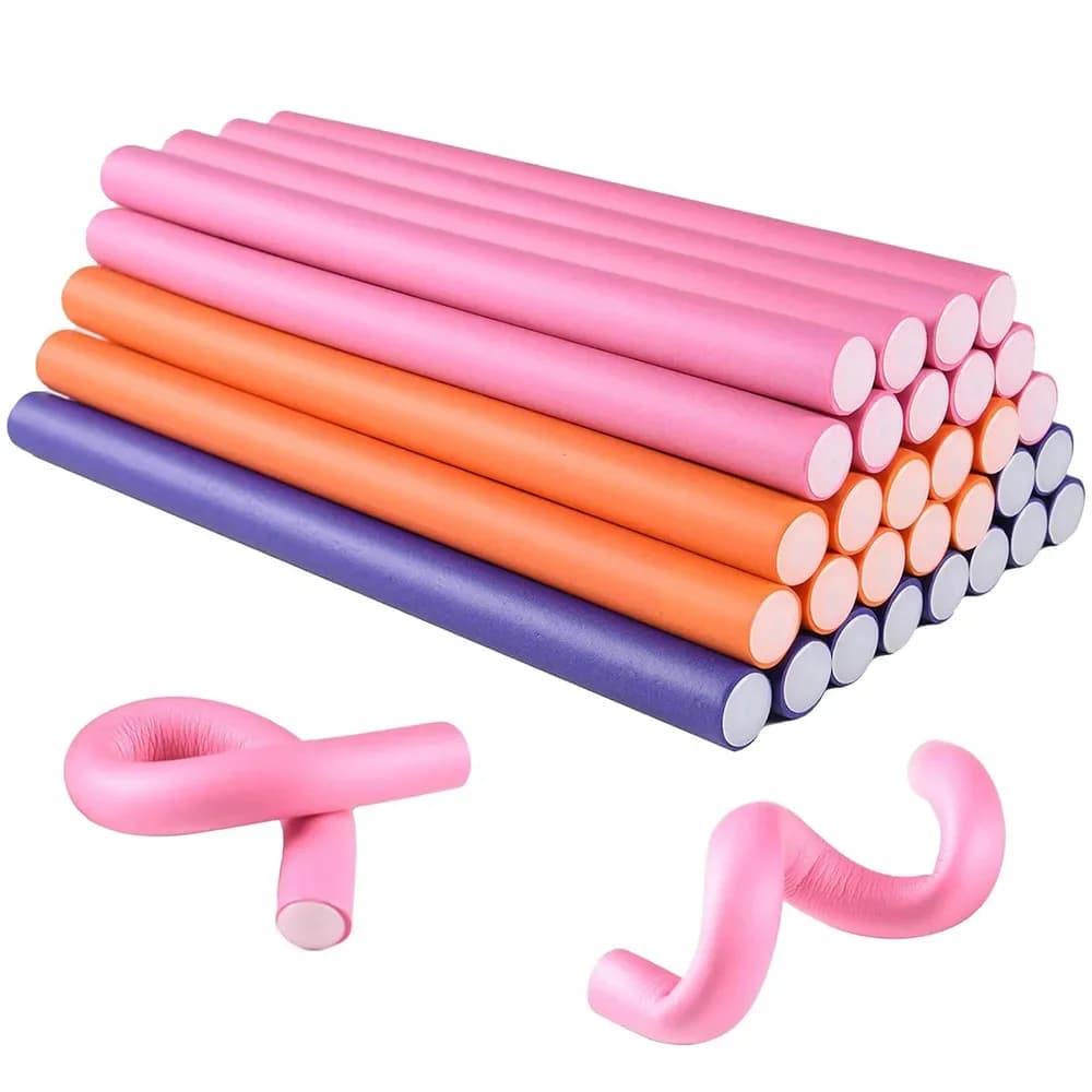 42 pcs/set Gripping rods Flexible Hair Torsion Grips Flexi Bigodini Set Torsion Foam Rollers for FAI Hair No Heat Rods for Rubber Hair