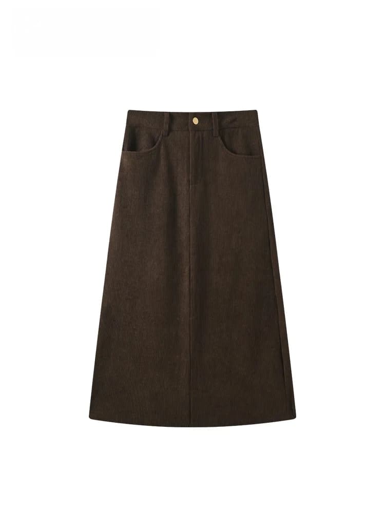Gonna in velluto a coste taglie forti da donna, modello a Pera, snellente, bella gonna in raso, per la stagione autunnale, alla moda, taglie forti