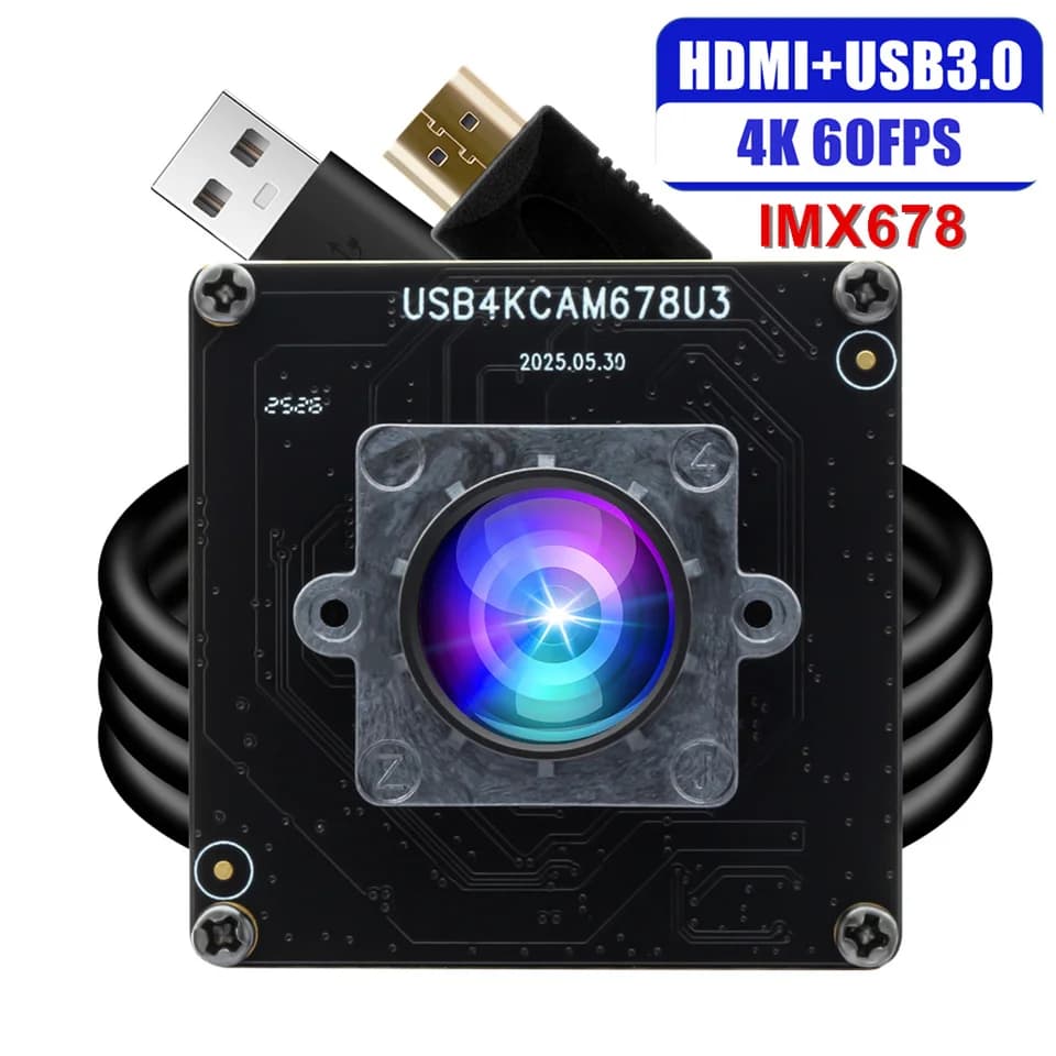 ELP IMX678 Camera Module 4K 60FPS H.264 Low Light HDMI USB 3.0 Dual Streaming Mini Webcam No Distortion for Robotic Vision
