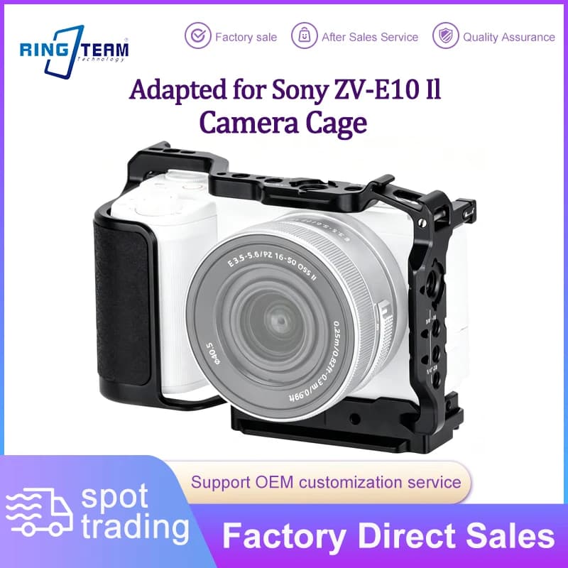 Gabbia protettiva per fotocamera ZV-E10 II con telaio di espansione e guide NATO, compatibile con gimbal e treppiede Sony ZV-E10 II per rig di ripresa