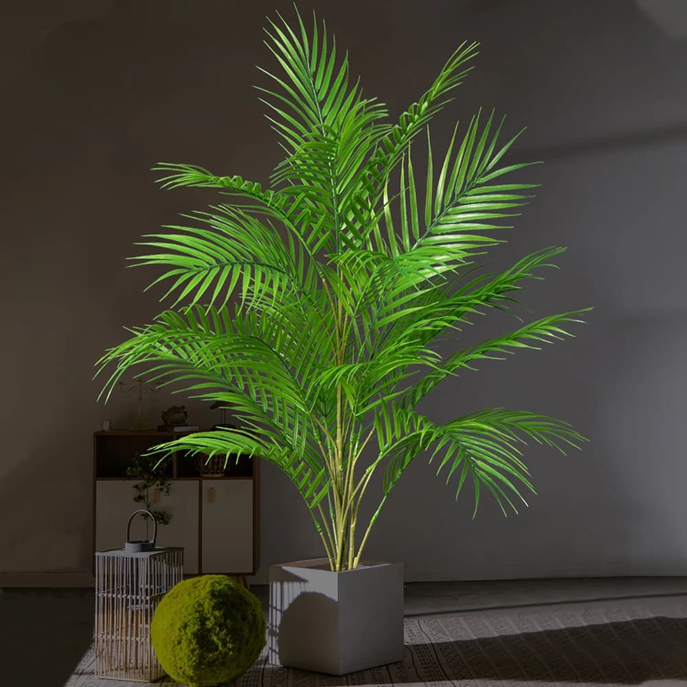 50-120cm grande pianta tropicale artificiale foglie di palma finte ramo di albero di cocco verde in plastica per la decorazione del giardino di casa dell'hotel dell'ufficio