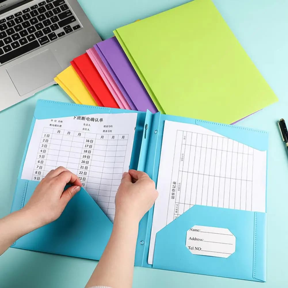 1/6 pz 29.8*24.3cm cartella di File con punte Dual Pocket Design cartelle di plastica porta biglietti da visita formato lettera Organizer per ufficio
