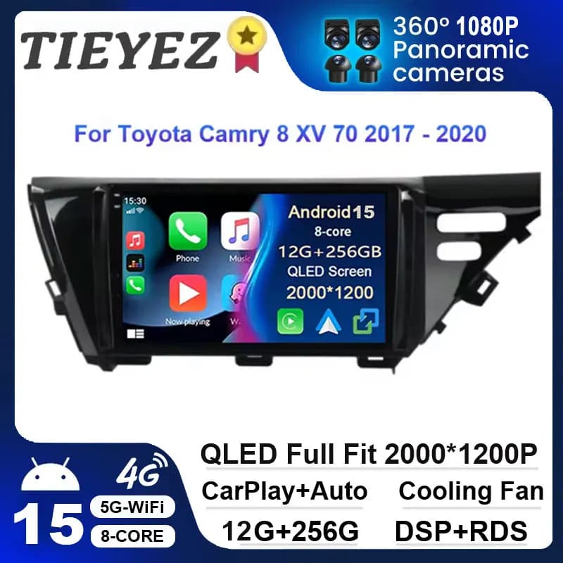 Per Toyota Camry 8 XV 70 2017 2018 2019 2020 Autoradio Android 15 Carplay Auto Multimedia Video Player di Navigazione GPS Stereo DSP