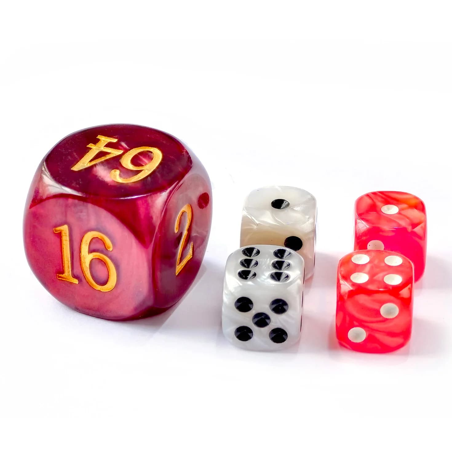 Set da 5 pezzi Set di dadi per perle da backgammon da 30 mm - 30 mm (1 3/16") Cubo doppio per backgammon grande più 4 dadi da 16 mm, colori marmorizzati