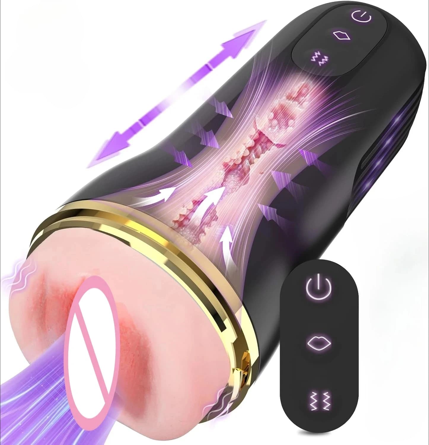 Giocattolo del sesso della tazza del masturbatore elettrico per gli uomini 5 Masturbatori della fica tascabile di aspirazione con pompino del pene maschile della figa della vagina realistica 3D