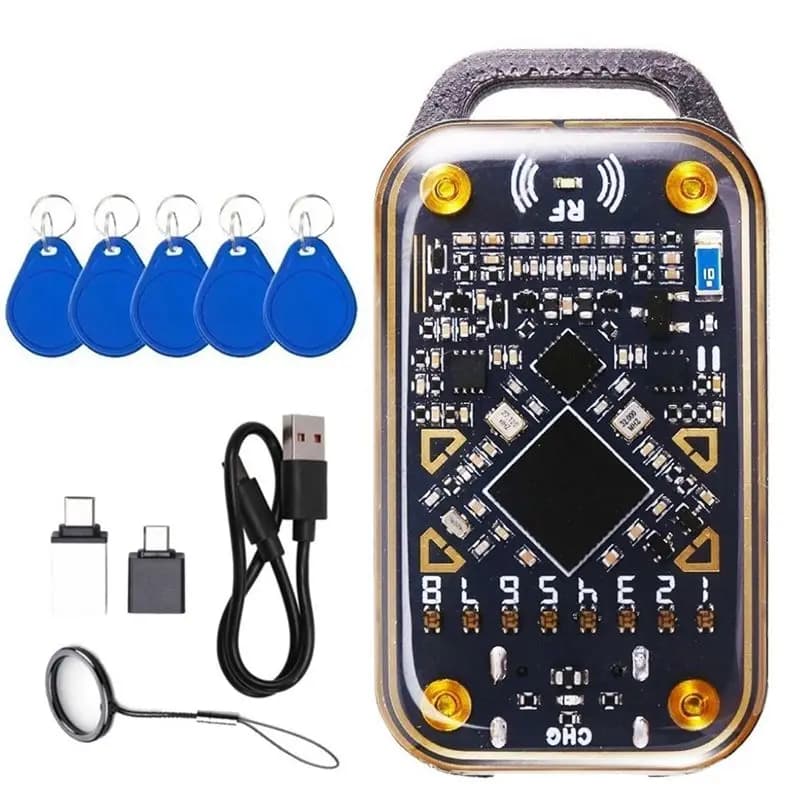 Lettore di Chip RFID Ultra Smart ABKI-Chameleon, Duplicatore NFC, Emulatore 125K 13.56M, Decodificatore di Carte ID IC + 5 Portachiavi CUID