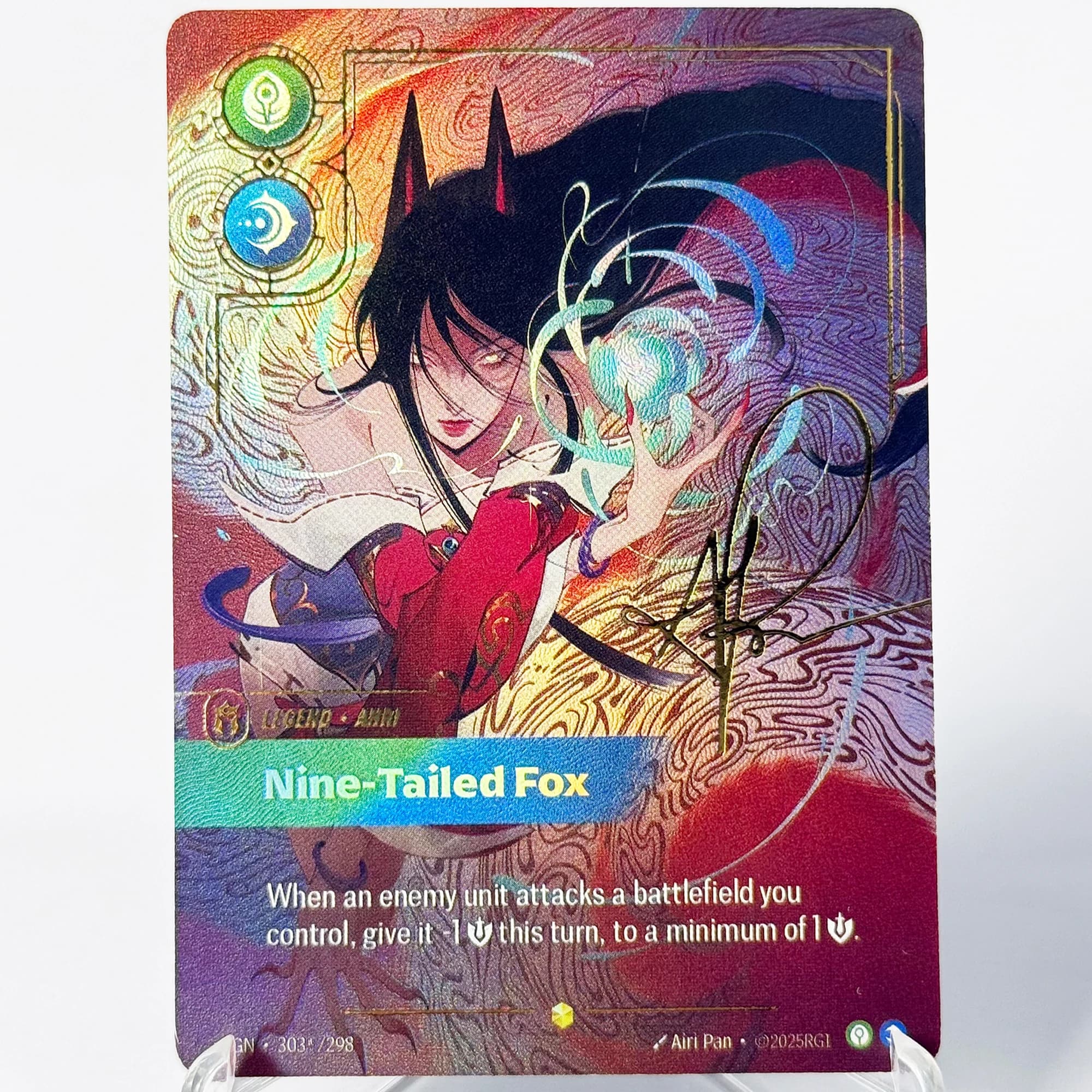 Ahri - Nine-Tailed Fox Signature Origins Ogn Showcase Riftbound League of Legends Carta da Collezione Proxy di Alta Qualità