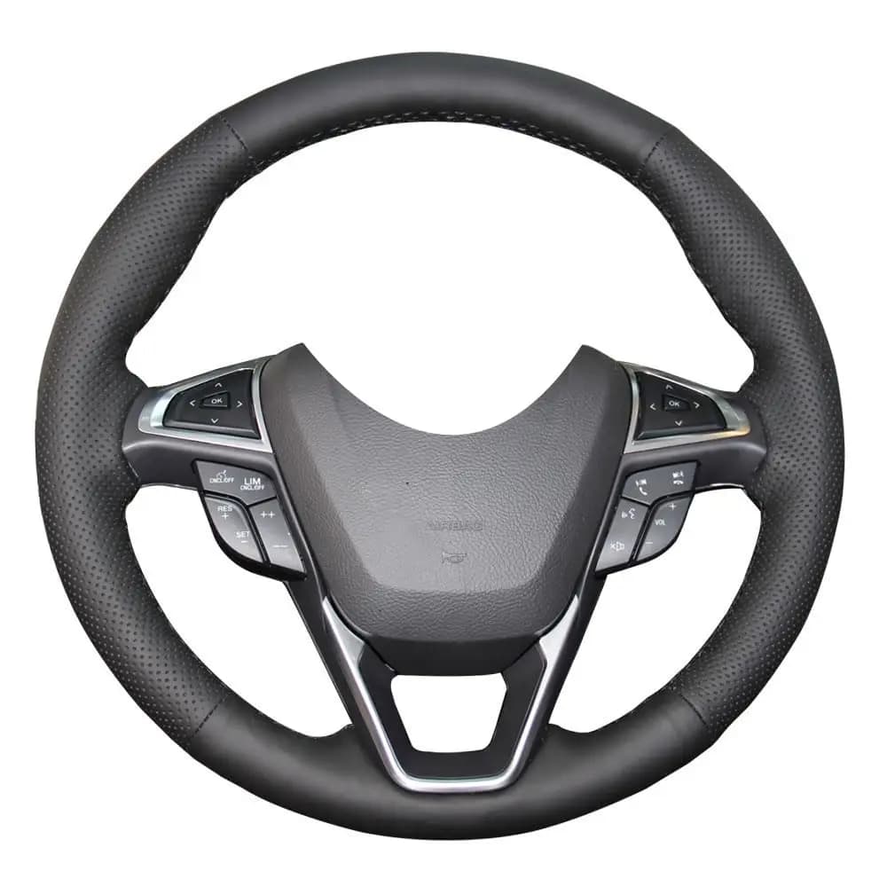 Coprivolante in vera pelle nera per Ford Fusion 2013-2020 e Edge 2015-2020 SUV, kit di cucitura fai da te da 15 pollici