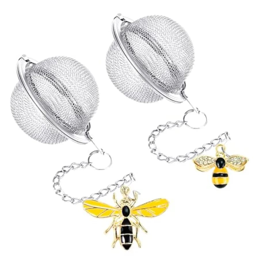Stainless Steel Mesh Tea Infuser, 2.1 inch Tea Ball with Honey Pendant Tea Strainer Tea Diffuser Tea Steeper for Filtering Tea,