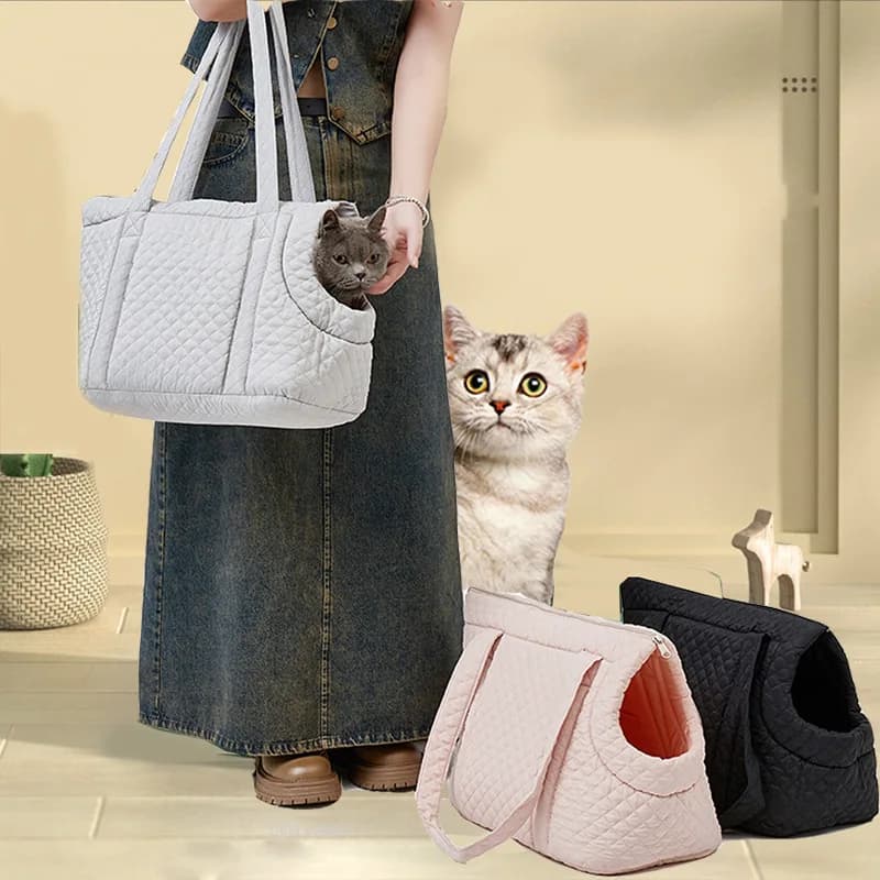 Borsa da trasporto per animali domestici trapuntata di nuova moda borsa da trasporto per animali domestici borsa da trasporto per gatti a spalla singola