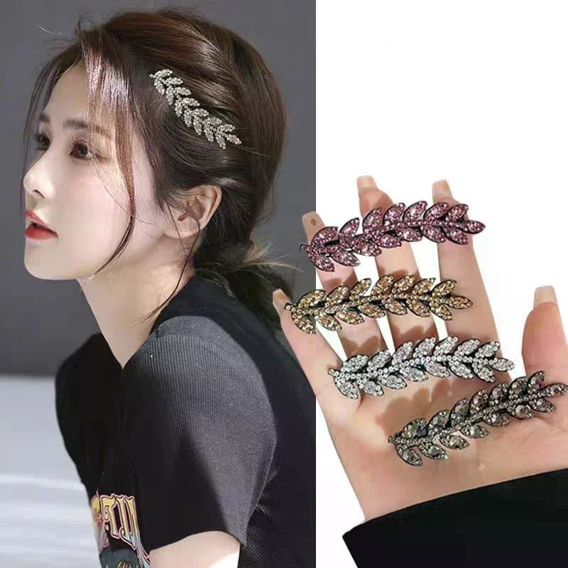 2/4PCS Elegant Sparkling Hair Clip Trendy Hairpin Shining Rhinestone Barettes Wheat Shape Hairclip Hair Accessory