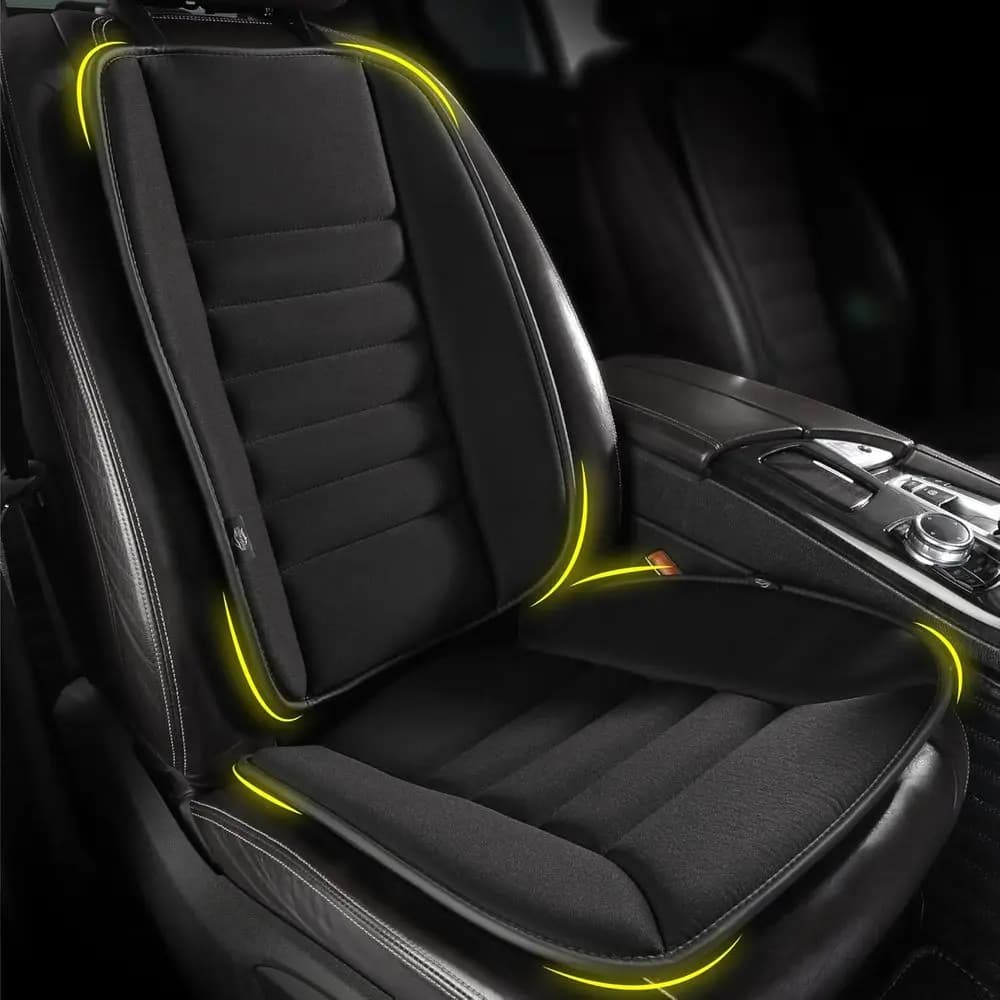 Car Seat Cushion with Back Support Pillow, Memory Foam, Black | Memory Foam Car Cushion for Long Driving, Truck, Office Chair, T