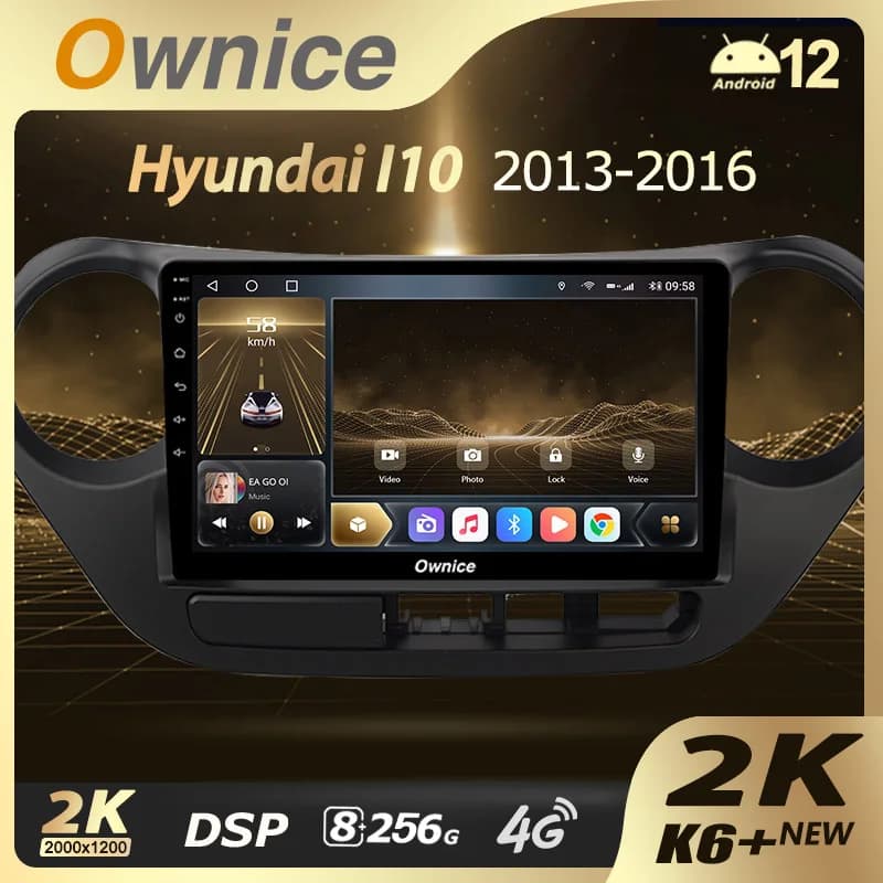 Ownice K6 + 2K per Hyundai I10 2 2013 - 2016 Autoradio Lettore video multimediale Navigazione GPS stereo Android 12 No 2din 2 Din DVD