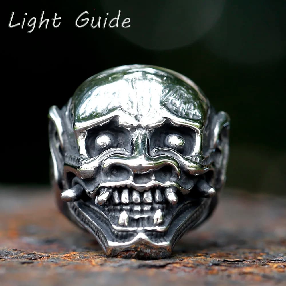023 Nuovo Punk Skull Hannya Maschera Anello Per Uomo Donna Vintage Hip Hop Grunge Gotico Scheletro Aperto Accessori Dei Monili spedizione gratuita