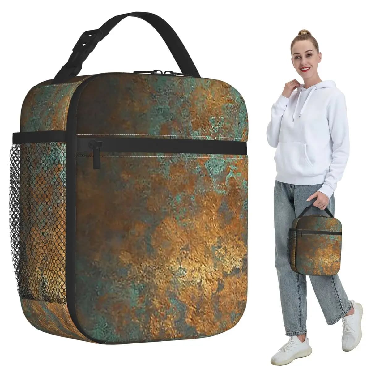 Oxidized Copper Insulated Lunch Bag for Kids School Cooler Thermal Food Box Tote Portable Lunch Boxes Container