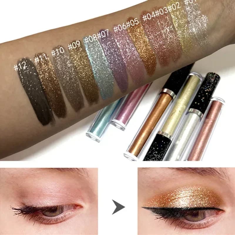 Ombretto Shimmer Shiny Waterproof paillettes Liquid Glitter Highlighter Eyeliner Eye Liner Pen Party Makeup Cosmetic