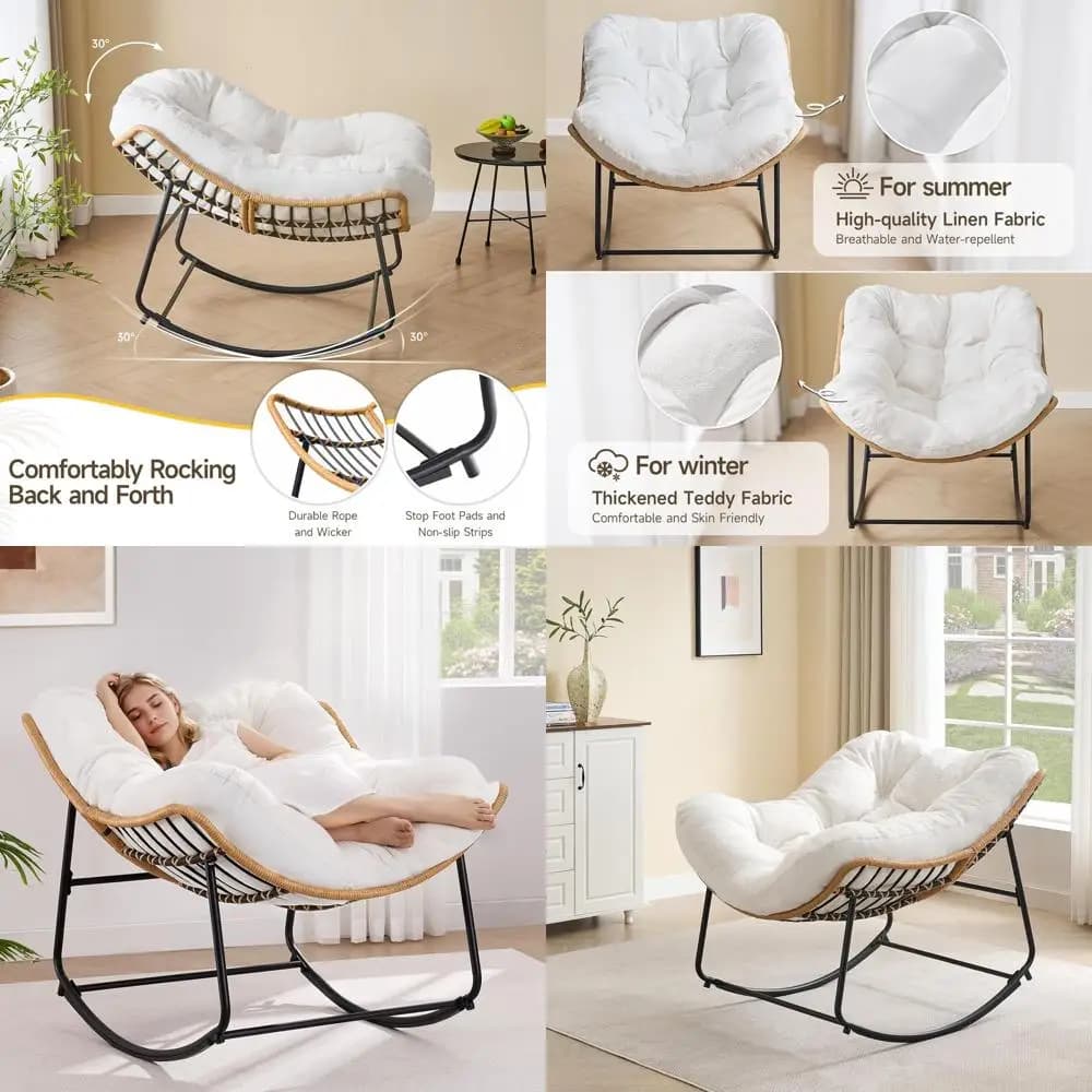 Extra large luxury rocking chair with patio cushion, porch or garden