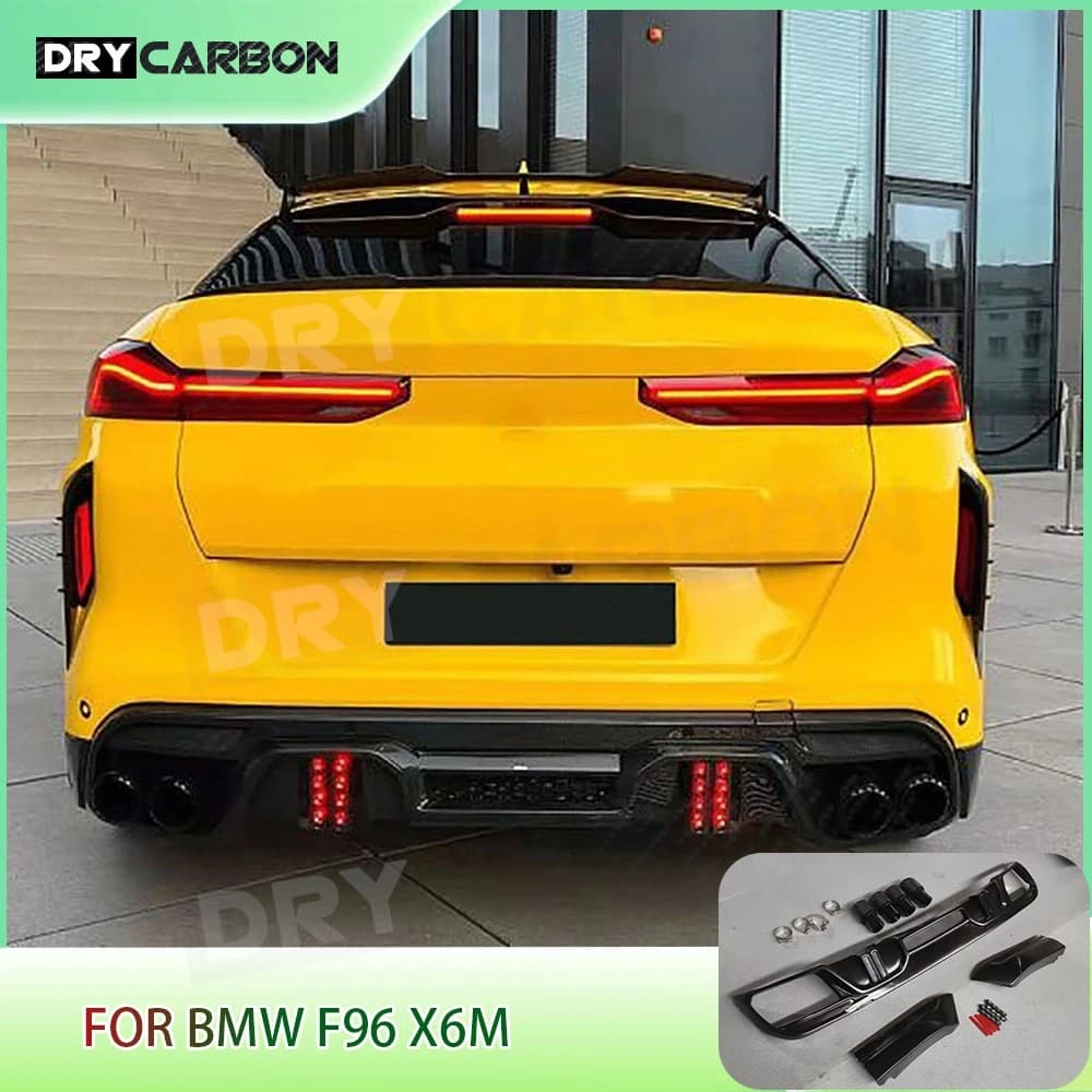 Carbon fiber Diffuser Rear bumper Lip Spoiler Splitter Guards Kit Carrozzeria Accessories FRP for BMW F96 X6M 2019 2020 2021 2022