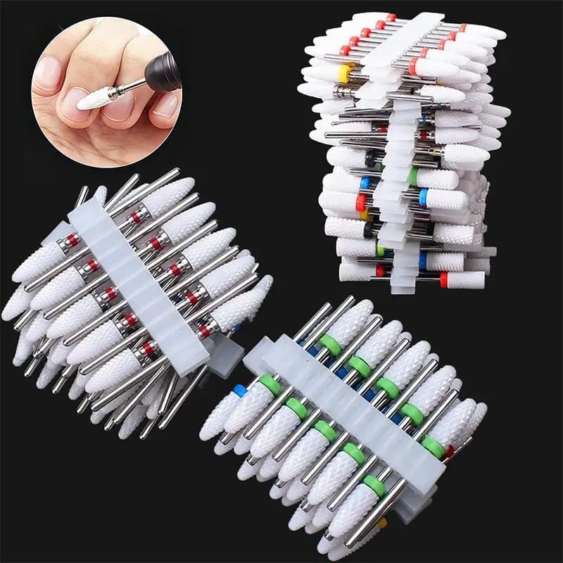 【10Pcs Rotate Burr Milling Nail Cutter Bits Electric Drill Machine Ceramic Nail Drill Bit Kit For Manicure Pedicure Tools】
