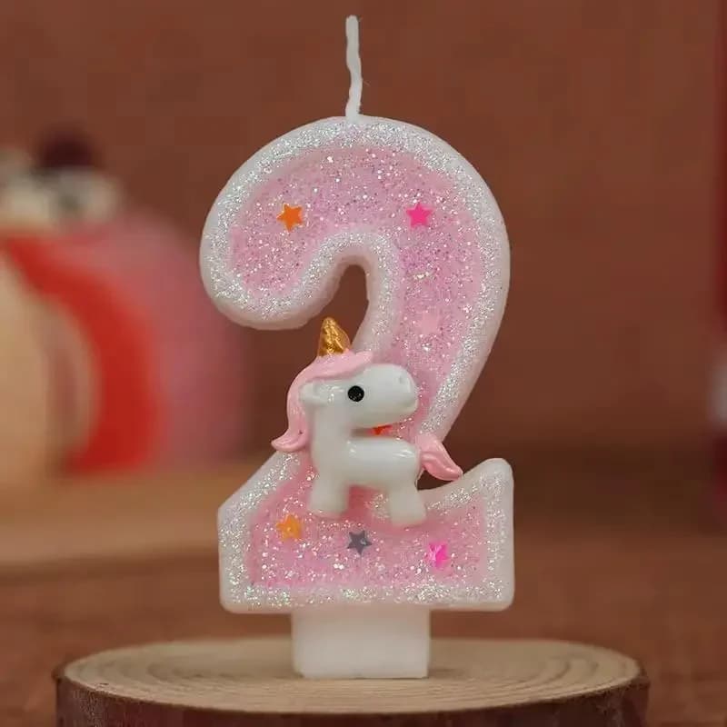 0-9 Number Pink Unicorn Birthday Cake Candle Topper Decoration Anniversary Party Decor for Kids Birthday Candle Cake