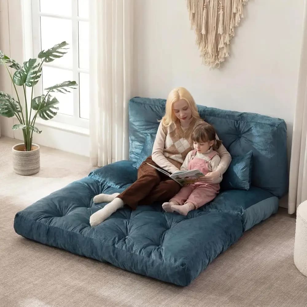 Divano letto pieghevole, poltrona letto convertibile con cuscino e materasso pieghevole con supporto per la schiena, sedia letto portatile da esterno, comoda sedia da pavimento.