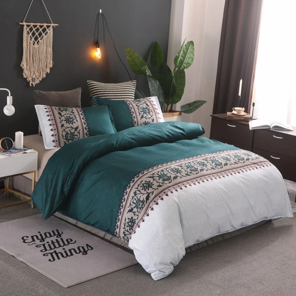 Set biancheria da letto pastorale nordica Set copripiumino stampato floreale 220X240 Biancheria da letto singola doppia Queeen King Set lenzuolo