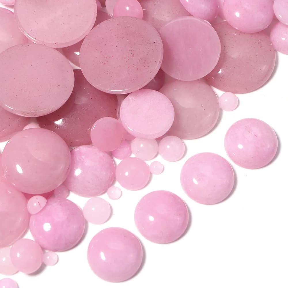5-10 pezzi di perle cabochon in giada rosa da 4-25 mm, cabochon rotondi in pietra naturale, cammeo per la creazione di gioielli fai da te, anelli, orecchini, collane e componenti per bigiotteria