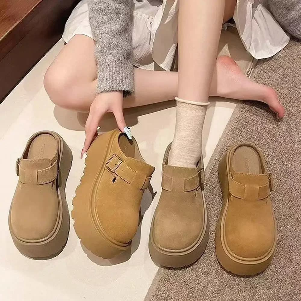 Suede Thick Platform Boots Designer Slipper Casual Flats Slide Female Walking Fashion Loafers 2025 Winter Ankle Boots Women