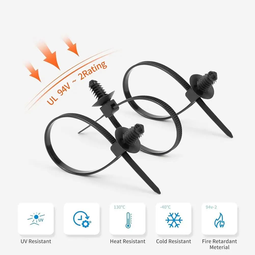 100 Pz Utile Auto Nylon Tie Wrap Cavo Fisso di Fissaggio Pinze Auto Tubo di Fissaggio Zip Strap Automotive Cablaggio Fascette