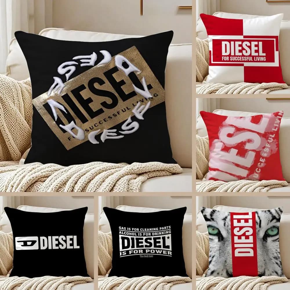Diesel Cushion Cover Pillowcase Anti-dustmite Invisible Zipper Short Plush Sofa Cushion
