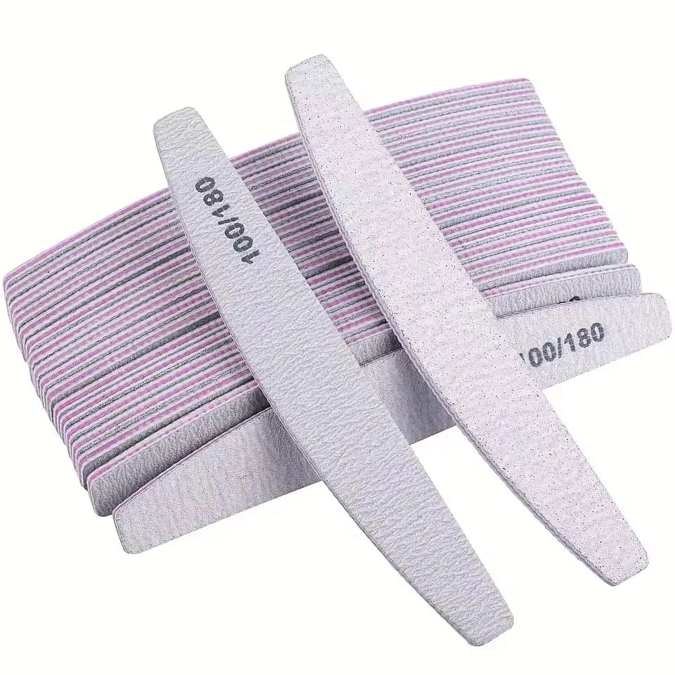 3 pz/10 pz/20 pz/50 pz Grigio Nail Art File Mezza Luna Buffer Blocco Double Sided Lime per manicure Bastoni Strumenti per salone di bellezza
