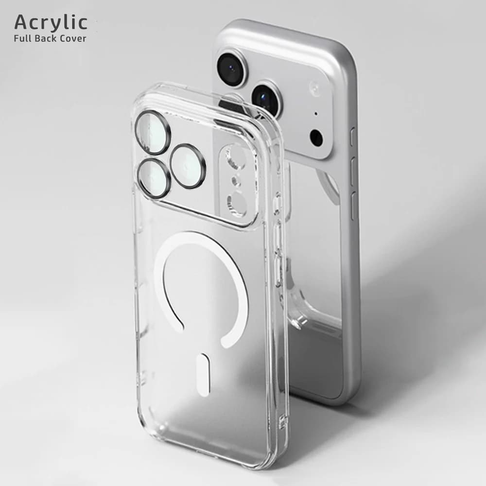 Luxury Wireless Magnetic Cover For Apple Magsafe Case Iphone 17 Pro Max 17 Air Clear Acrylic Cases Camera Lens Full Back Protect