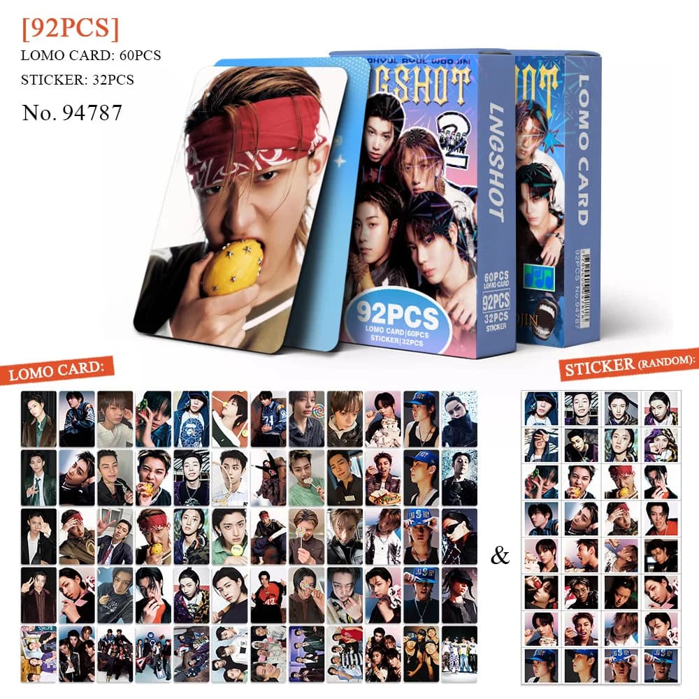 92Pcs LNGSHOT New Album SHOT CALLERS Photo Card Stickers Kpop Peripheral LOMO Cards Set Fans Collection Cards Gift