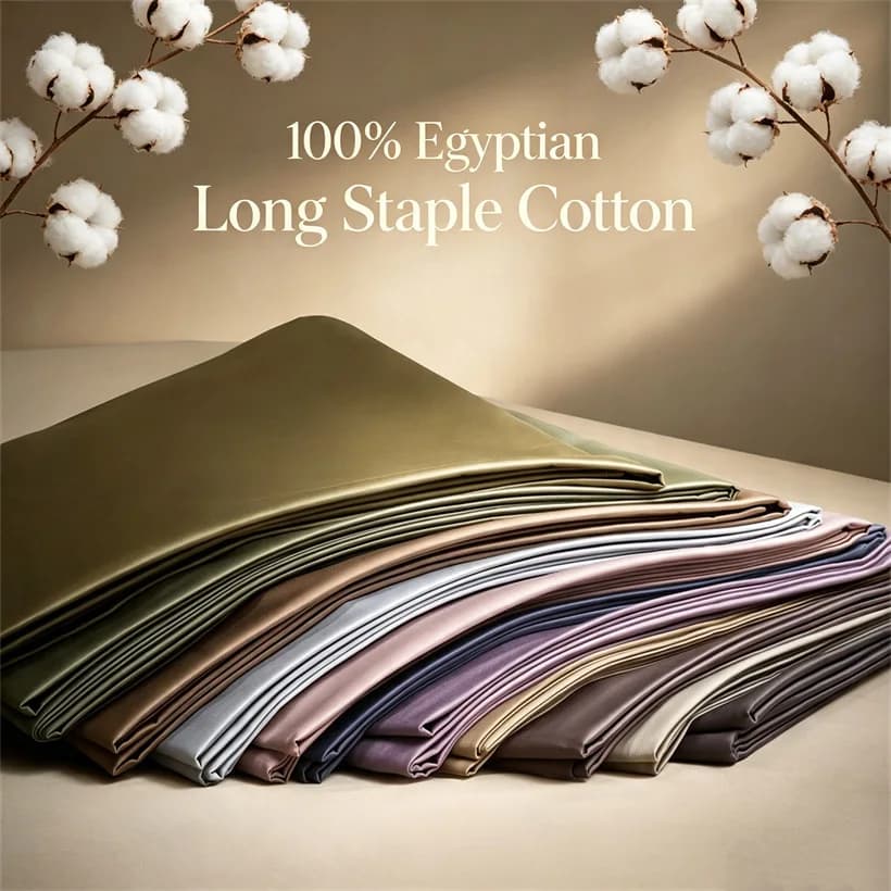 100% Egyptian Long Staple Cotton Flat Bed Sheet, 1600 Thread Count Sateen Weave Bedsheet Top Sheets, Silky Naked Sleep Bed Linen