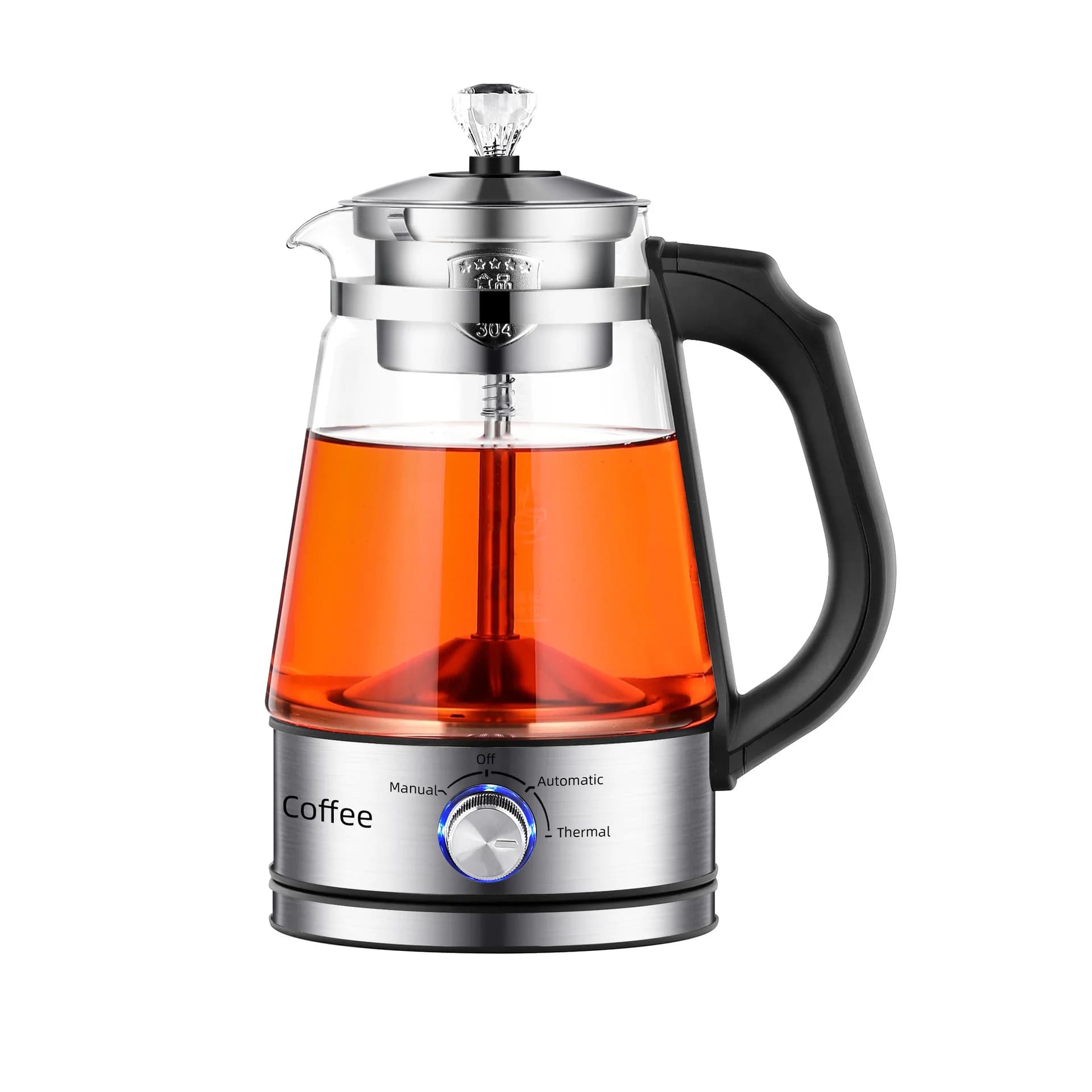 110 V Automatic Electric kettle Stainless steel coffee maker with steam spray glass pot
