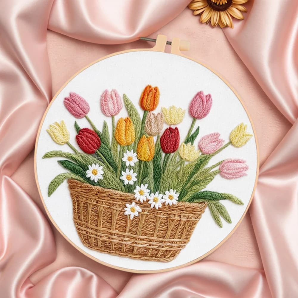 Evershine Embroidery Kit Flower Pattern For Adults Beginners Embroidery With Hoop Tulip Design DIY Handmade Sewing Art Hobby