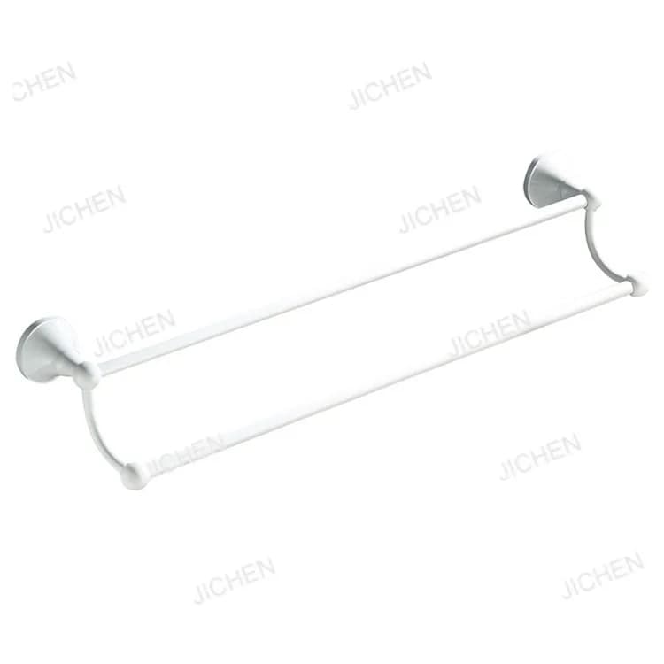 Materiale in rame bianco, portasciugamani a doppia barra bianco, vernice bianca per bagno, accessori per bagno.