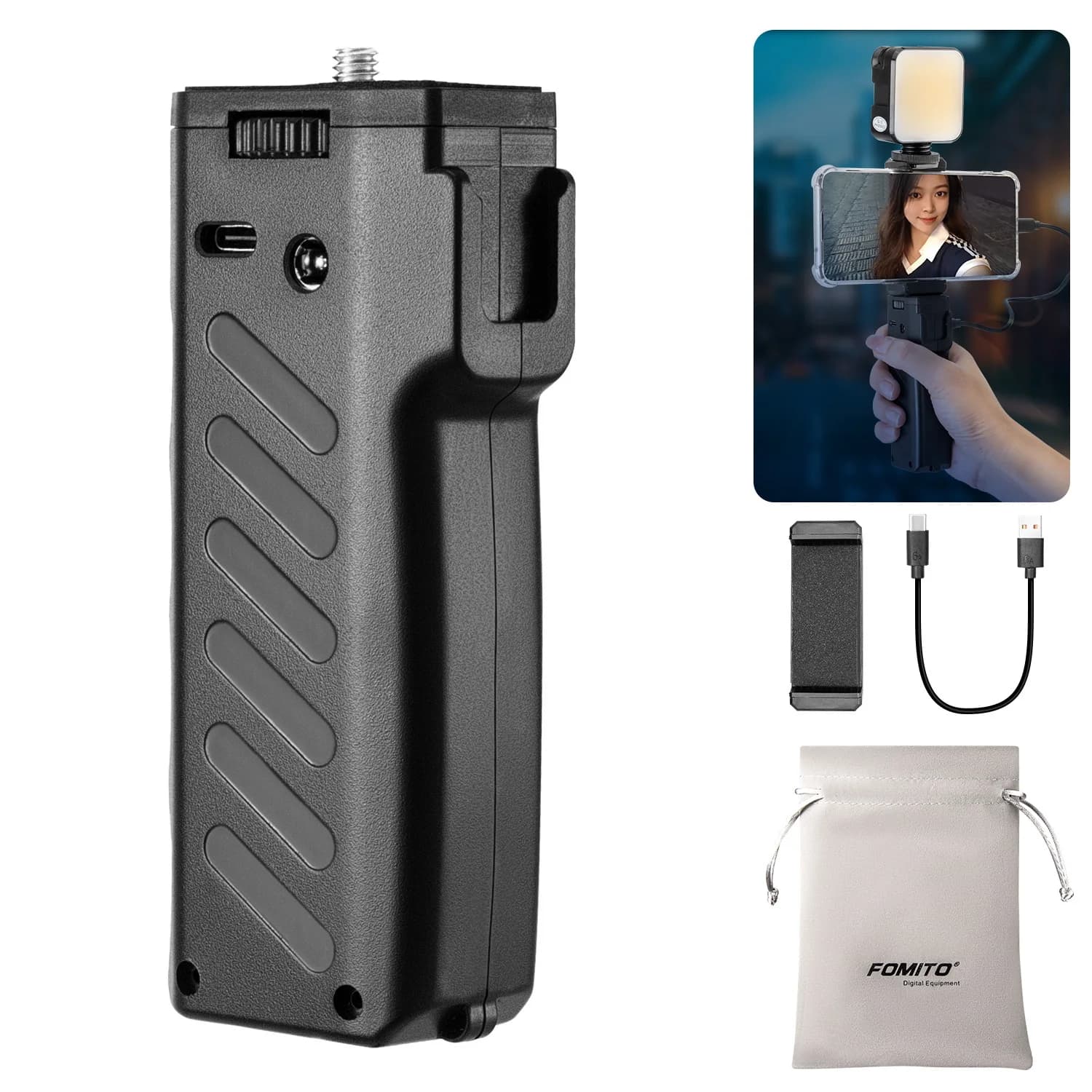 FOMITO Maniglia batteria Power Bank Alimentatore mobile 6000mAh per fotocamere sportive Fotocamere reflex DSLR Ingresso uscita telefono cellulare