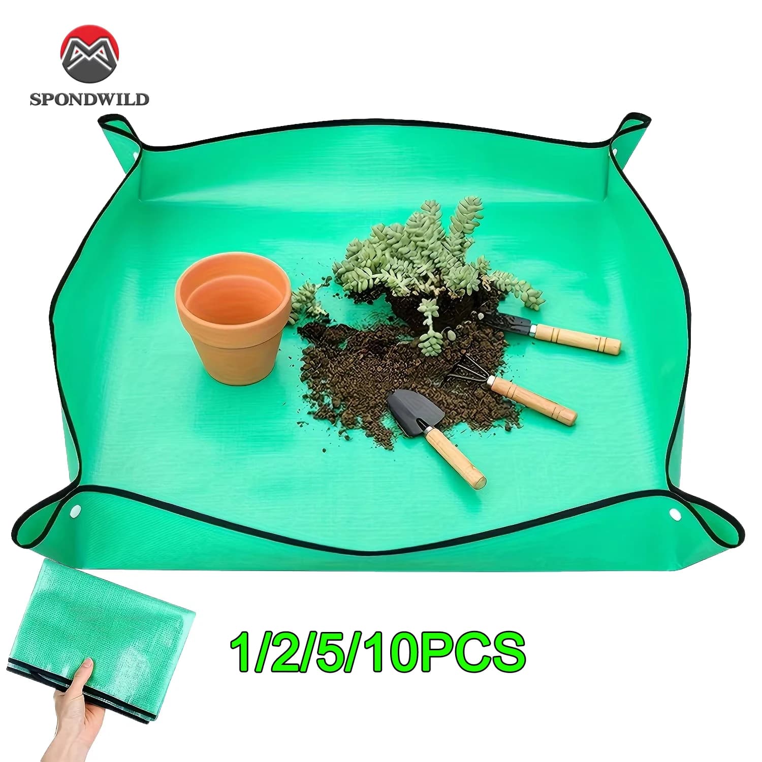SPONDWILD Carpets for transplantation of flower pots 100x100 cm, tray for waterproof folding vessels, mat for redressing of indoor leak-proof plants